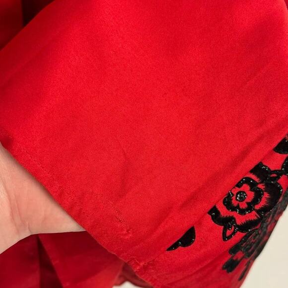 RARE EDITIONS | Black Velvet Baby Doll Red Satin Floral Glitter Dress | Kid's 5 - Picture 9 of 9